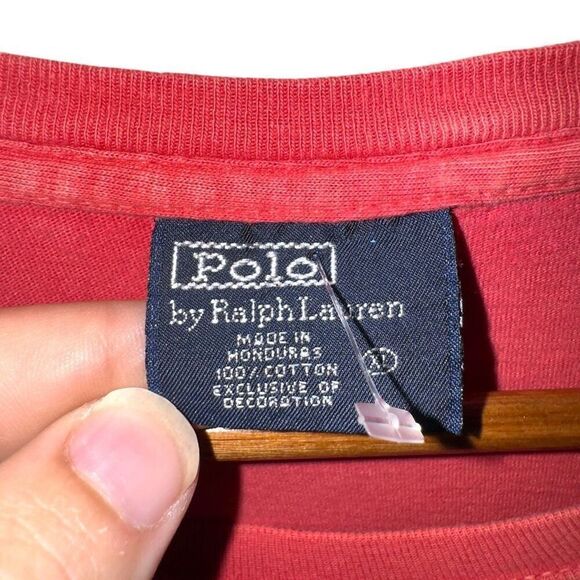 90s Polo Ralph Lauren Ralph Red Cotton S/S T-Shirt Sz XL - Picture 2 of 5